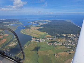 Peenemunde Peninsula. The airfield is next to the sea.