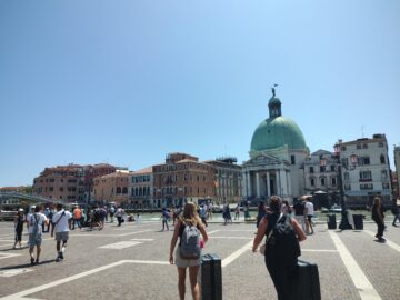Arriving at the train station in Venice.