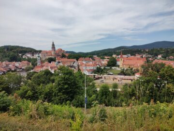 Krumlov’s historical centre seen from across the Vitava River