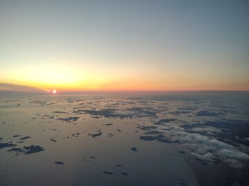 Last glimpse of the sun while on approach to Turku