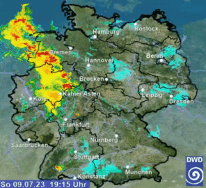 The storm rolled over western Germany later that day